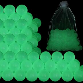 Sratte 100 Pcs Glow in The Dark Table Tennis Balls Sports 40 mm Table Tennis Balls Lighted Table Tennis Balls Bulk with Mesh Bag for Outdoor Game Party Decoration Arts Activities