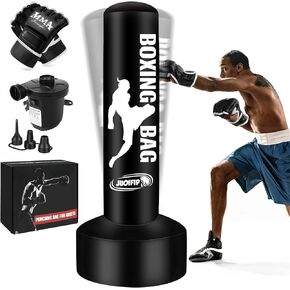 حقيبة ملاكمة واقفة للبالغين مقاس 69 بوصة معدات ملاكمة حقيبة ثقيلة مع حامل حقيبة كيك بوكسينغ للتدريب على ركل الكاراتيه فنون الدفاع عن النفس الملاكمة التايلاندية واللياقة البدنية للاستخدام في الأماكن المغلقة والخارجية in Kuwait