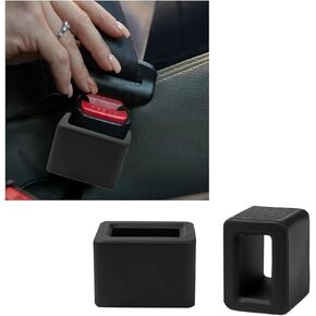 Augeny 2PCS Seat Belt Buckle Holder, Silicone Auto Rear Seatbelt Buckle Booster to Makes Receptacle Stand Upright for Easy Access, Universal Vehicle Seatbelt Buckle for Kids （Black）