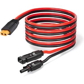 Solar to XT60 Connector Cable 10AWG 2FT Solar Panel Connector to XT60 Charging Cable for RV Portable Power Station Solar Panels