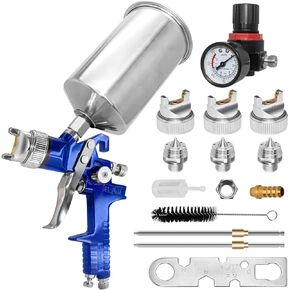 Professional HVLP Spray Gun Kit: HVLP Gravity Feed Air Spray Gun with 1.4mm 1.7mm 2.0mm Nozzles, Spray Paint Gun with 1000cc Aluminum Cup & Gauge for Auto Paint, Primer, Clear/Top Coat & Touch-Up