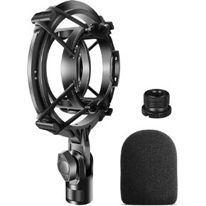 AT2020 Microphone Shock Mounts with pop Filter for AT2020 MIC Anti-Vibration Suspension Shonck Mount Holder Clip,Compatible with Audio-Technica AT2020 Mic and Boom Arm Mic Stand