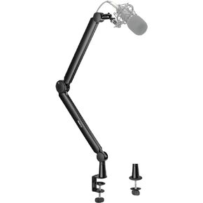 Mount-It! Mic Arm, Microphone Boom Arm, Adjustable Full Motion Mic Desk Mount, for Streaming, Gaming, Podcast, Recording, 3/8" and 5/8" Compatible, Height up to 33.3", Black
