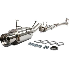 DNA MOTORING CBE-HC01DX-NRT Muffler CatBack Exhaust System [Compatible with 01-05 Honda Civic DX LX 2DR/4DR]