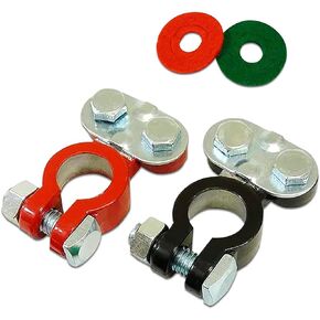 2 PCS Cable Terminal Clamp Connectors, Cables Terminal Connectors Kit, Fit for Cars, Vans, Trucks (Silver)