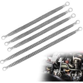 Ground Straps Automotive, 3Pcs 10" x 1/2" & 2 Pcs 13" x 1/2" Professional Vehicle Grounding Straps, Ground Engine Cable Strap Kit, Automotive Wire Ground Strap for Most Cars, Ring Terminals