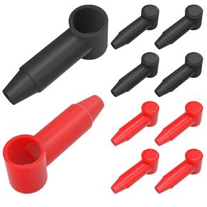 RVBOATPAT 10Pack Battery Terminal Cover for 1/4",5/16",3/8" Battery Post, Silicone Stud Terminal Cover Protector Boot fit 4 to 2/0 AWG Gauge Cable for Car Truck RV Solar