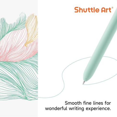 Shuttle Art Retractable Mild Gel Ink Pens, 22 Pack Black Ink Pens, Cute Pens 0.5mm Fine Point Soft Barrel for Writing Journaling Taking Notes School Office Home in Saudi Arabia