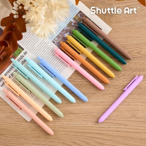Shuttle Art Retractable Mild Gel Ink Pens, 22 Pack Black Ink Pens, Cute Pens 0.5mm Fine Point Soft Barrel for Writing Journaling Taking Notes School Office Home in Saudi Arabia
