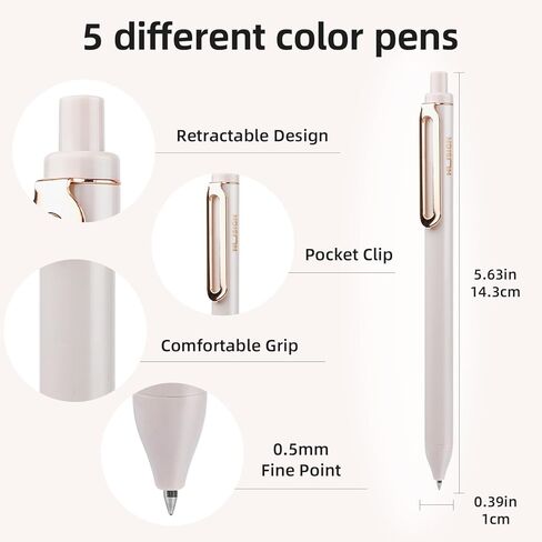 NUSIGN Gel Pens, 5 Pcs 0.5mm Retractable Quick Dry Black Ink Fine Point Rolling Ball Gel Pen, Smooth Writing No Bleed for Journaling Note Taking, Home School Office Supplies in Saudi Arabia