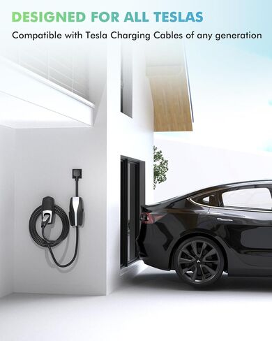 حامل كابل شاحن تيسلا-EVDANCE Tesla حامل شاحن متنقل على الحائط مع حامل موصل تيسلا للطراز 3 Y S X، حامل شاحن حائط تيسلا للداخل/الخارج، ملحق منظم كابل شحن تيسلا in Saudi Arabia
