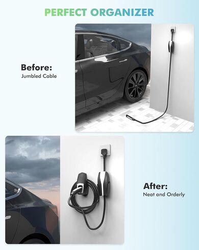 حامل كابل شاحن تيسلا-EVDANCE Tesla حامل شاحن متنقل على الحائط مع حامل موصل تيسلا للطراز 3 Y S X، حامل شاحن حائط تيسلا للداخل/الخارج، ملحق منظم كابل شحن تيسلا in Saudi Arabia