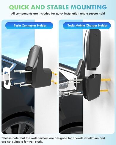 حامل كابل شاحن تيسلا-EVDANCE Tesla حامل شاحن متنقل على الحائط مع حامل موصل تيسلا للطراز 3 Y S X، حامل شاحن حائط تيسلا للداخل/الخارج، ملحق منظم كابل شحن تيسلا in Saudi Arabia