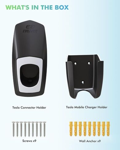 حامل كابل شاحن تيسلا-EVDANCE Tesla حامل شاحن متنقل على الحائط مع حامل موصل تيسلا للطراز 3 Y S X، حامل شاحن حائط تيسلا للداخل/الخارج، ملحق منظم كابل شحن تيسلا in Saudi Arabia