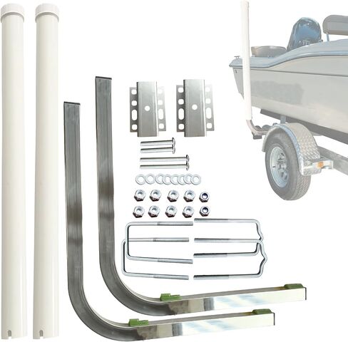 دليل مقطورة القارب مقاس 40 بوصة، دليل عمود المقطورة من الفولاذ المقاوم للصدأ 2 × 316 لتر لمكافحة تآكل مياه البحر، 2 × قضبان دليل مقطورة أنبوبية UPVC، بما في ذلك الأجهزة الكاملة، للقوارب وزوارق الكاياك والزوارق وقوارب الصيد وقوارب التزلج in Kuwait