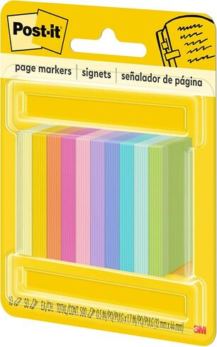 Post-it Page Markers, Assorted Bright Colors, 12.7 mm x 50.8 mm, 50 Markers/Pad, 10 Pads/Pack (670-10AB) in Saudi Arabia