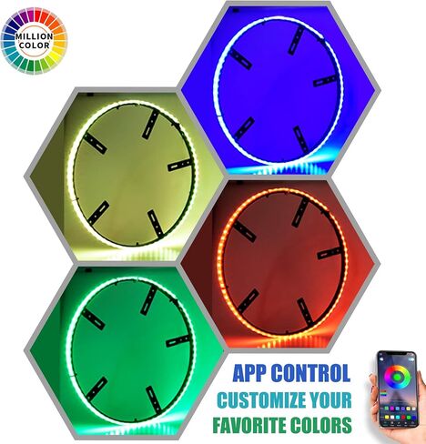 أضواء عجلة RGB LED مقاس 15.5 بوصة - 4 حلقات متعددة الألوان أضواء نيون مقاومة للماء مع وضع الموسيقى للتحكم في التطبيق in Kuwait