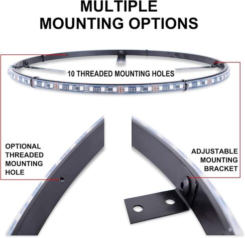 أضواء عجلة RGB LED مقاس 15.5 بوصة - 4 حلقات متعددة الألوان أضواء نيون مقاومة للماء مع وضع الموسيقى للتحكم في التطبيق in Kuwait