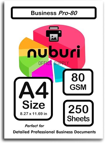 Nuburi - A4 Size Printer Paper - Great for Professional Documents - 80 gsm / 21lb (40 Sheets) in Saudi Arabia