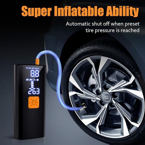 Litmustes Tire Inflator Portable Air Compressor,Cordless Tire Inflator 150 PSI with Digital LCD Pressure Gauge Electric Air Pump Quick Inflation for Car,Motorcycle,Bicycle Tires and Balls (Black) in Saudi Arabia