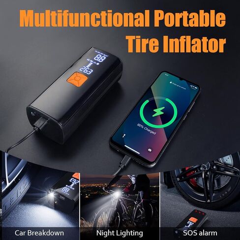 Litmustes Tire Inflator Portable Air Compressor,Cordless Tire Inflator 150 PSI with Digital LCD Pressure Gauge Electric Air Pump Quick Inflation for Car,Motorcycle,Bicycle Tires and Balls (Black) in Saudi Arabia