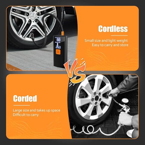 Litmustes Tire Inflator Portable Air Compressor,Cordless Tire Inflator 150 PSI with Digital LCD Pressure Gauge Electric Air Pump Quick Inflation for Car,Motorcycle,Bicycle Tires and Balls (Black) in Saudi Arabia