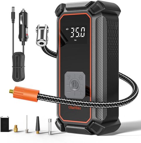 OlarHike 12V DC Corded Electric Tire Inflator Portable Air Compressor, Auto Air Pump for Car Tires, Tire Inflator with Digital Pressure Gauge, Smart Pump with LED Light in Kuwait