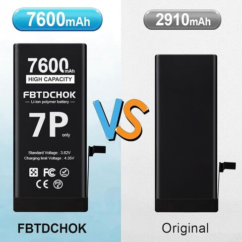 FBTDCHOK 7600mAh Upgraded Battery for iPhone 7 Plus, High Capacity 0 Cycle A+ Battery Replacement for iPhone 7 Plus, with Complete Repair Tool Kit in Saudi Arabia