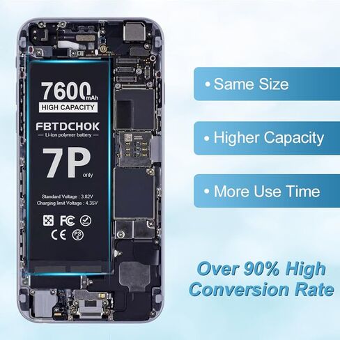 FBTDCHOK 7600mAh Upgraded Battery for iPhone 7 Plus, High Capacity 0 Cycle A+ Battery Replacement for iPhone 7 Plus, with Complete Repair Tool Kit in Saudi Arabia