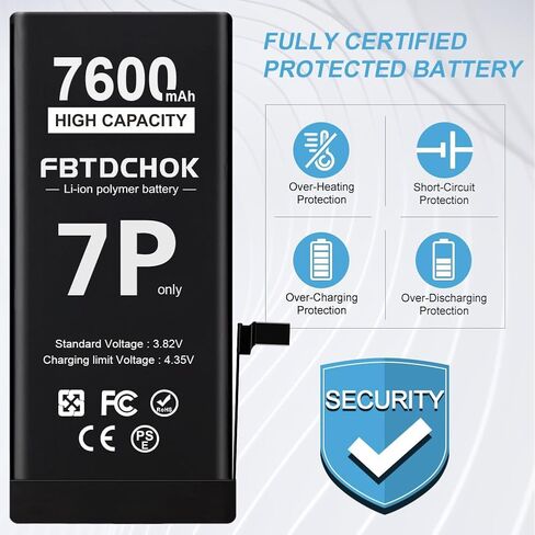 FBTDCHOK 7600mAh Upgraded Battery for iPhone 7 Plus, High Capacity 0 Cycle A+ Battery Replacement for iPhone 7 Plus, with Complete Repair Tool Kit in Saudi Arabia