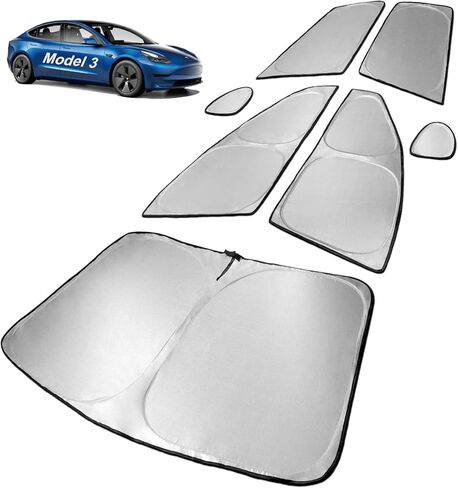 ستائر Spurtar Tesla Model Y 8 قطع للخصوصية للتخييم - زجاج أمامي لتظليل الشمس للسيارة، ظل نافذة السيارة مع مادة 4 طبقات، تحجب الأشعة فوق البنفسجية، تحمي الخصوصية، مناسبة لطراز Tesla 2019-2022 in Kuwait