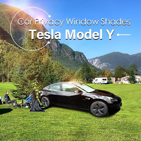 ستائر Spurtar Tesla Model Y 8 قطع للخصوصية للتخييم - زجاج أمامي لتظليل الشمس للسيارة، ظل نافذة السيارة مع مادة 4 طبقات، تحجب الأشعة فوق البنفسجية، تحمي الخصوصية، مناسبة لطراز Tesla 2019-2022 in Kuwait