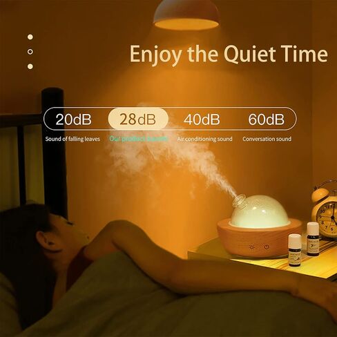 Glass Essential Oil Diffuser with Real Wood Base, 180ml Aromatherapy Diffuser with 2 Mist Modes, 7 Colors LED Light Ultrasonic Cool Mist Humidifier for Home and Office in Saudi Arabia