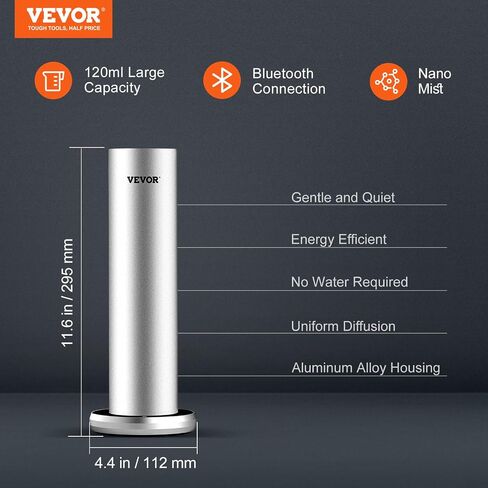 VEVOR Scent Air Machine for Home, 120ml Bluetooth Smart Cold Air Diffuser, 1000sq.ft Waterless Essential Oil Scent Air Diffuser, Floor Standing Aromatherapy Machine for Spa, Yoga, Home, Office, Hotel in Saudi Arabia