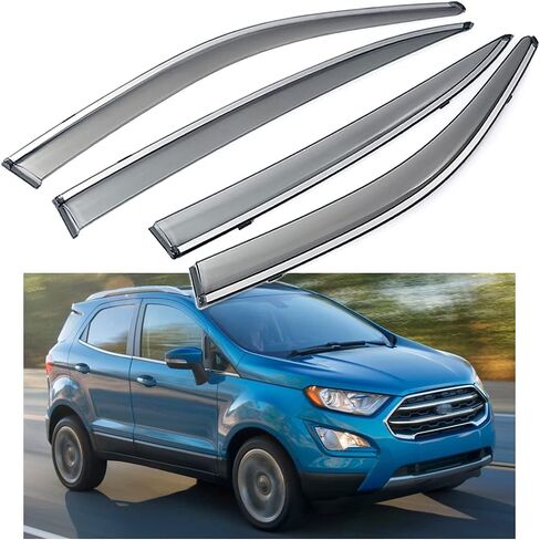 Side Window Visor Vent Deflectors Sun/Rain Guards Compatible with 2018-2021 Ford Ecosport (w/ Stainless Steel Trim) in Saudi Arabia