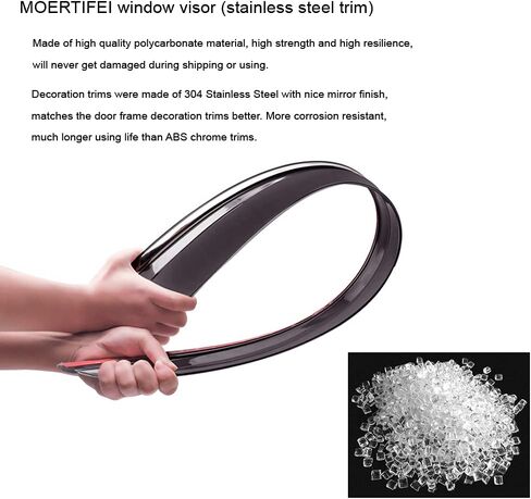 Side Window Visor Vent Deflectors Sun/Rain Guards Compatible with 2018-2021 Ford Ecosport (w/ Stainless Steel Trim) in Saudi Arabia