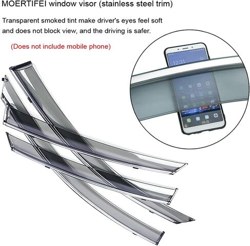 Side Window Visor Vent Deflectors Sun/Rain Guards Compatible with 2018-2021 Ford Ecosport (w/ Stainless Steel Trim) in Saudi Arabia