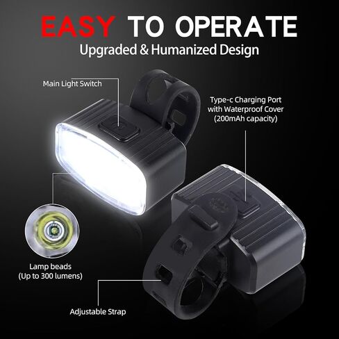 KunHe 4 Pack USB Rechargeable Bike Light Set Super Bright Bicycle Lights Bike Lights for Kids Front Headlight and Back Taillight in Saudi Arabia