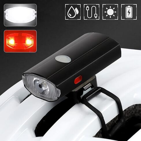 2 in 1 Bike Light USB Rechargeable Cycling Helmet Headlight Waterproof Bicycle Headlight Taillight Handlebar Front Light Rear Taillight Dual Purpose for Mountain Road Kids Bikes in Saudi Arabia