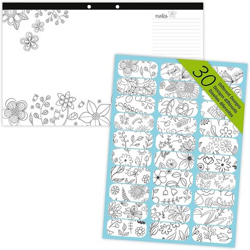Blueline DoodlePlan Coloring Desk Pad, Garden Design, 17.75 x 10.875 inches (A2917003P), Large in Saudi Arabia