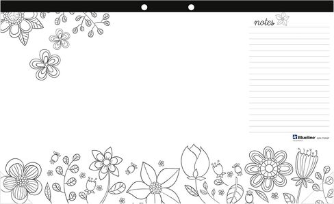 Blueline DoodlePlan Coloring Desk Pad, Garden Design, 17.75 x 10.875 inches (A2917003P), Large in Saudi Arabia