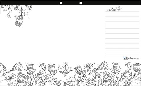 Blueline DoodlePlan Coloring Desk Pad, Garden Design, 17.75 x 10.875 inches (A2917003P), Large in Saudi Arabia