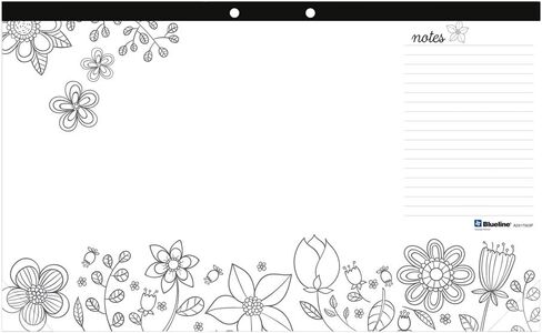 Blueline DoodlePlan Coloring Desk Pad, Garden Design, 17.75 x 10.875 inches (A2917003P), Large in Saudi Arabia