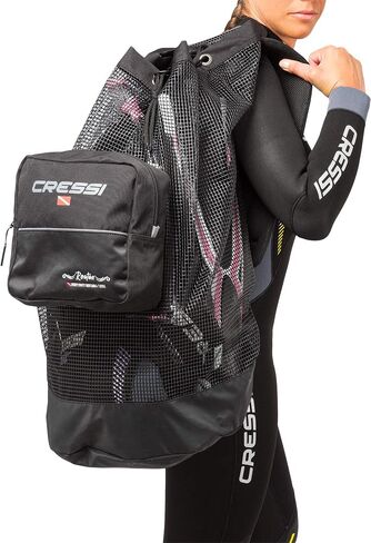 Cressi Heavy Duty Mesh Backpack 90 liters Capacity for Scuba Diving, Water Sport Gear | Roatan: designed in Italy, Black, One Size (UB936000) in Saudi Arabia