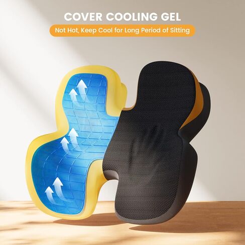 ProtoArc Seat Cushion for Office Chairs, ComfortX SC Ergonomic Cushions Pillow Pressure Relief Gel + Memory Foam Butt Cushion for Home, Office, Car Seat, Tailbone, Back & Sciatica Pain Relief in Kuwait