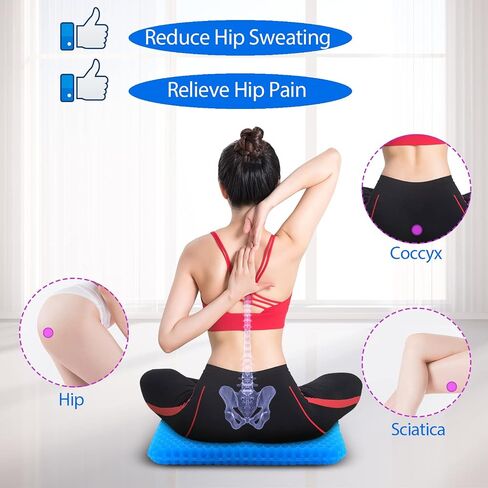 Large Gel Seat Cushion for Long Sitting, Gel Cushion for Wheelchair Large & Thick, Gel Chair Cushion Soft & Cool, Breathable Gel Car Seat Cushion Reduce Sweat, Gel Pressure Relief Cushion in Saudi Arabia