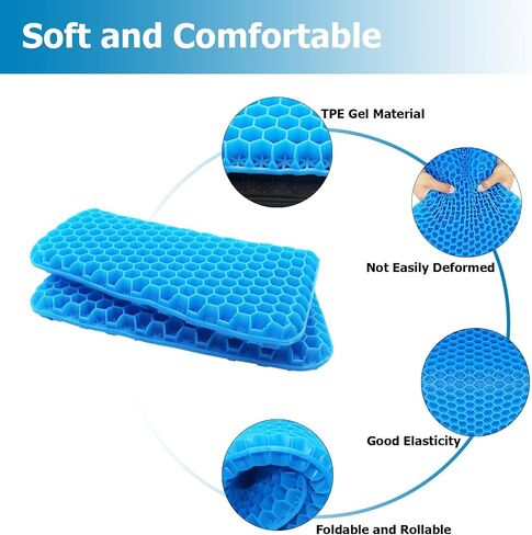 Gel Seat Cushion for Long Sitting Breathable Honeycomb Gel Cushion Tailbone Pain Relief Office Chair Cushion Wheelchair Car Cushions Relief Sciatica Pain with Non-Slip Cover in Saudi Arabia