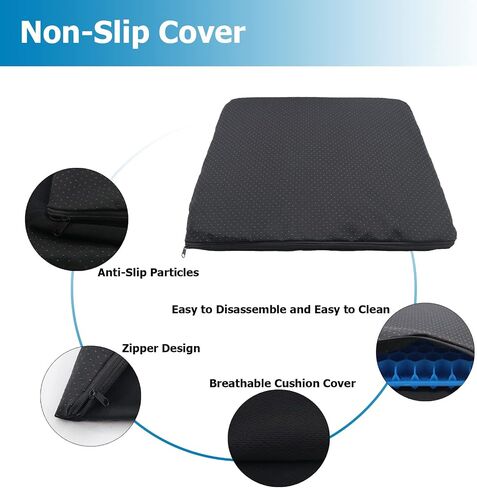 Gel Seat Cushion for Long Sitting Breathable Honeycomb Gel Cushion Tailbone Pain Relief Office Chair Cushion Wheelchair Car Cushions Relief Sciatica Pain with Non-Slip Cover in Saudi Arabia
