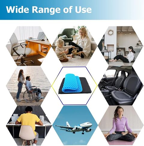 Gel Seat Cushion for Long Sitting Breathable Honeycomb Gel Cushion Tailbone Pain Relief Office Chair Cushion Wheelchair Car Cushions Relief Sciatica Pain with Non-Slip Cover in Saudi Arabia