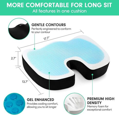 Seat Cushion for Office Chair,Memory Foam Seat Cushion,Tailbone,Sciatica,Lower Back Pain Relief,Chair Cushion for Car,Wheelchair,Computer and Desk Chair in Saudi Arabia